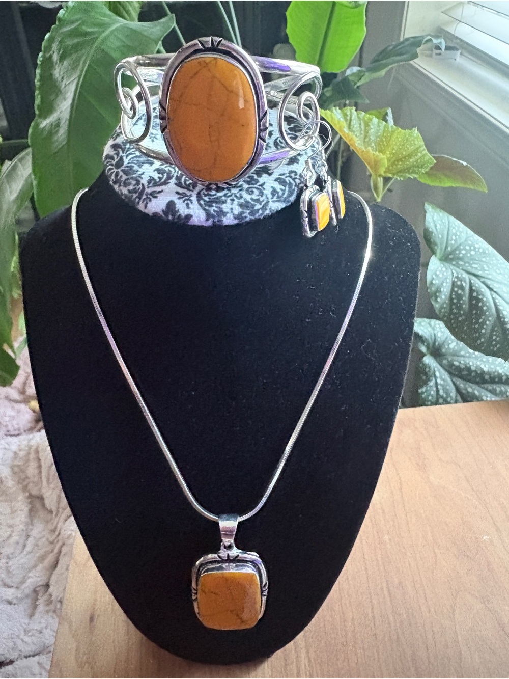 Yellow Stone jewelry Set - w/real sterling silver over